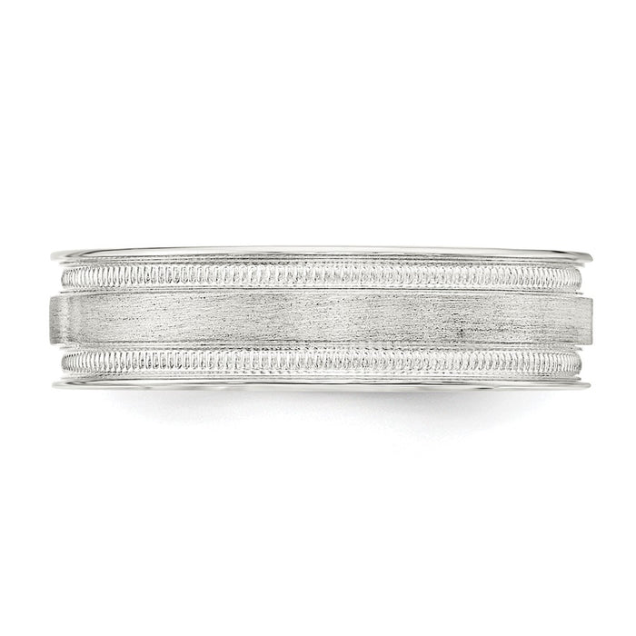 Shop Stylish 6mm Sterling Silver Flat Band with Milgrain Edges - Size 9.5-3