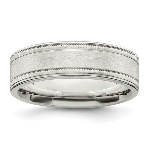 6mm Sterling Silver Brushed Flat Band