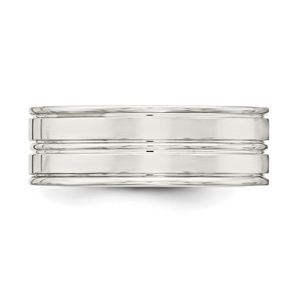 High-Quality 8mm Polished Sterling Silver Fancy Band - Stylish Size 11!