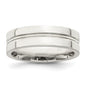Exclusive 6mm Sterling Silver Polished Flat Grooved Band - Stylish Size 13-7
