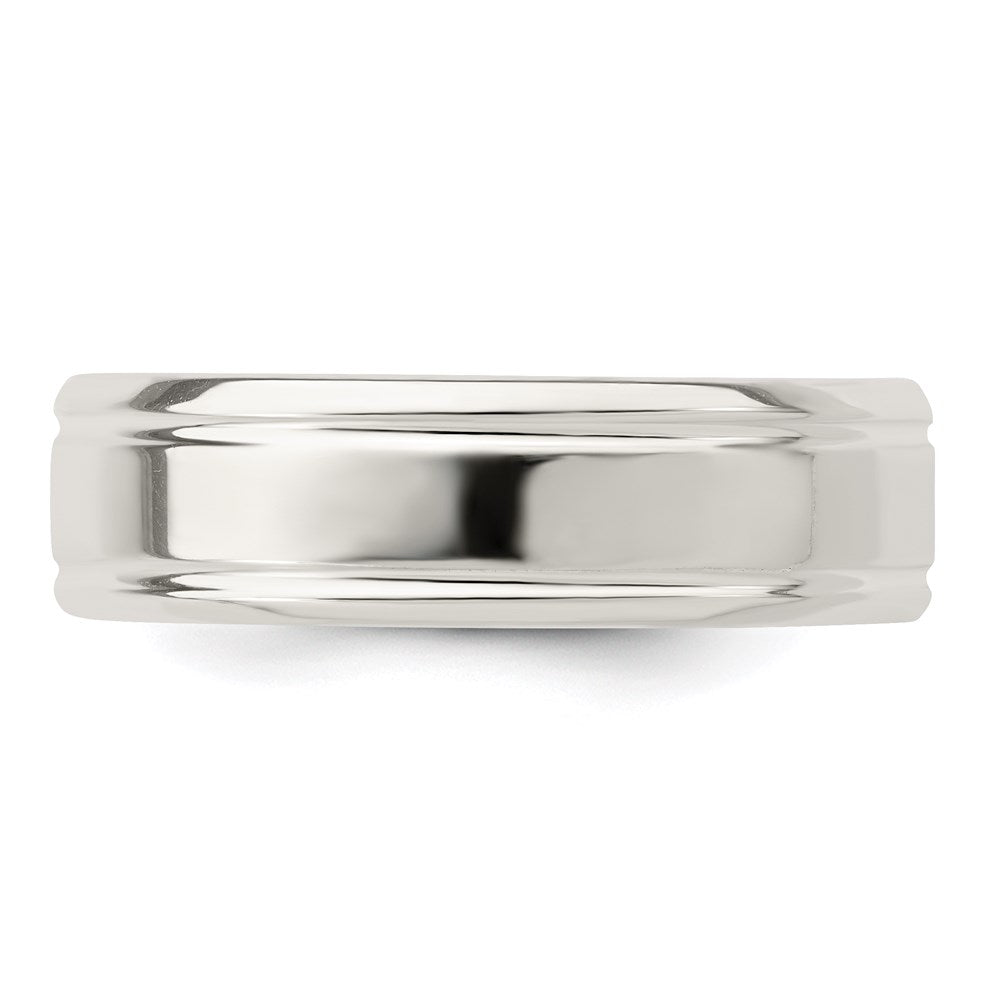 Buy Stylish 6mm Flat Grooved Sterling Silver Band - Size 7.5, Affordable!