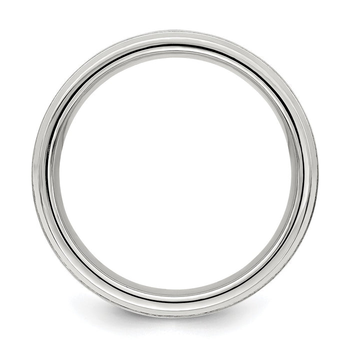 Buy Stylish 6mm Sterling Silver Brushed Flat Grooved Ring - Size 13.5, Affordable!-2