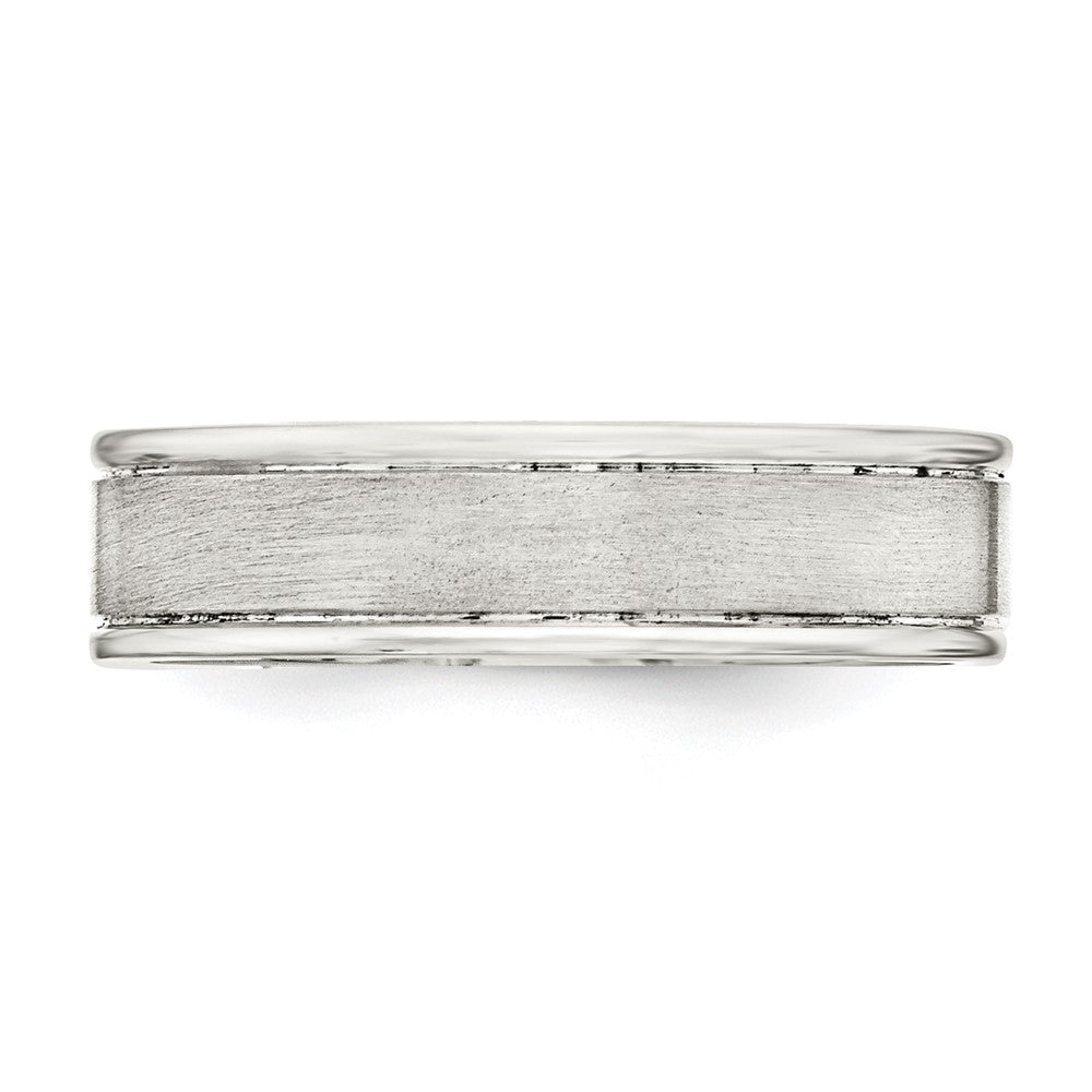 Buy Stylish Sterling Silver 6mm Brushed Flat Grooved Ring - Size 10 Value!