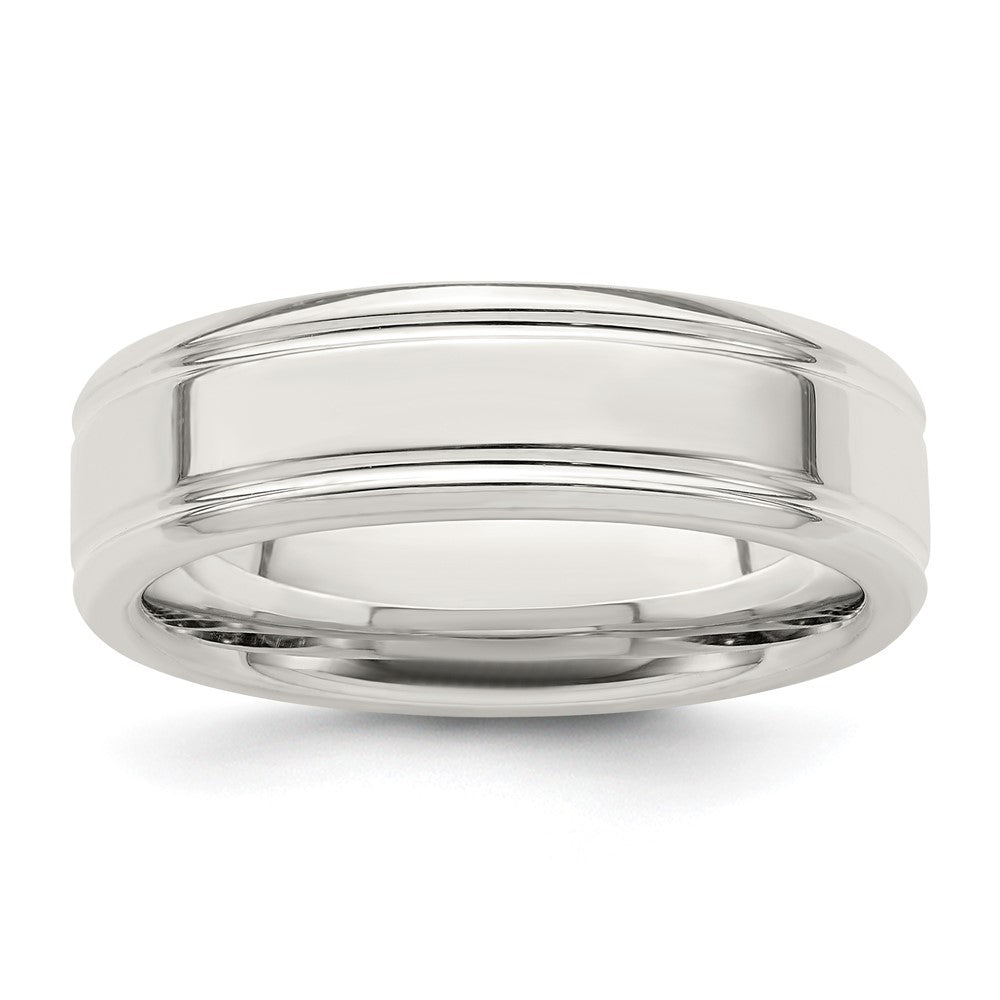 Buy Stylish 6mm Flat Grooved Sterling Silver Band - Size 7.5, Affordable!