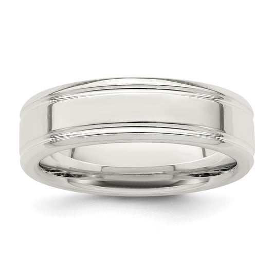 Buy Stylish 6mm Flat Grooved Sterling Silver Band - Size 7.5, Affordable!