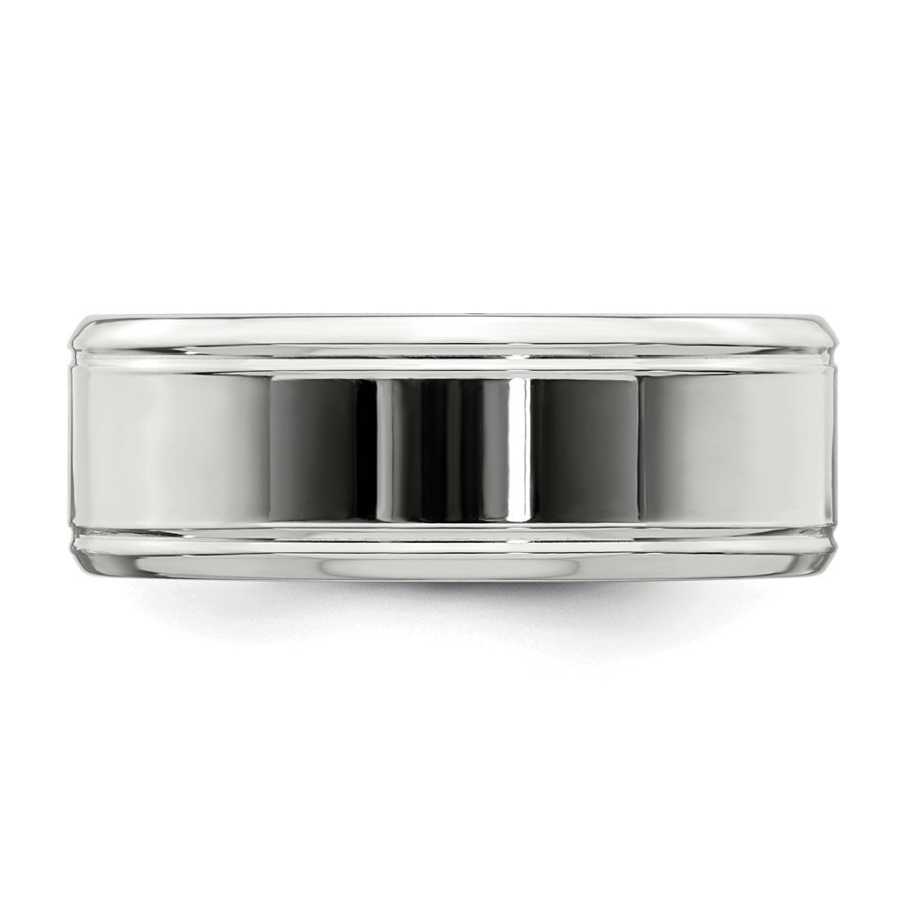 Designer Polished Sterling Silver 6mm Flat Beveled Edge Band - Size 13.5 Value