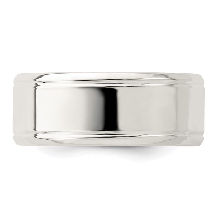 Shop Stylish 6mm Polished Sterling Silver Flat Beveled Edge Band - Size 10.5-4