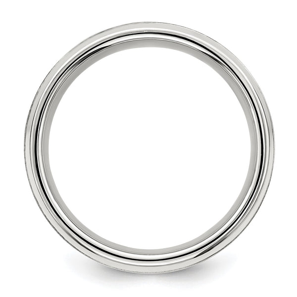 6mm Sterling Silver Brushed Flat Beveled Edge Band - Size 10