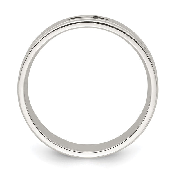6mm Enamel Cross Band Ring in Sterling Silver