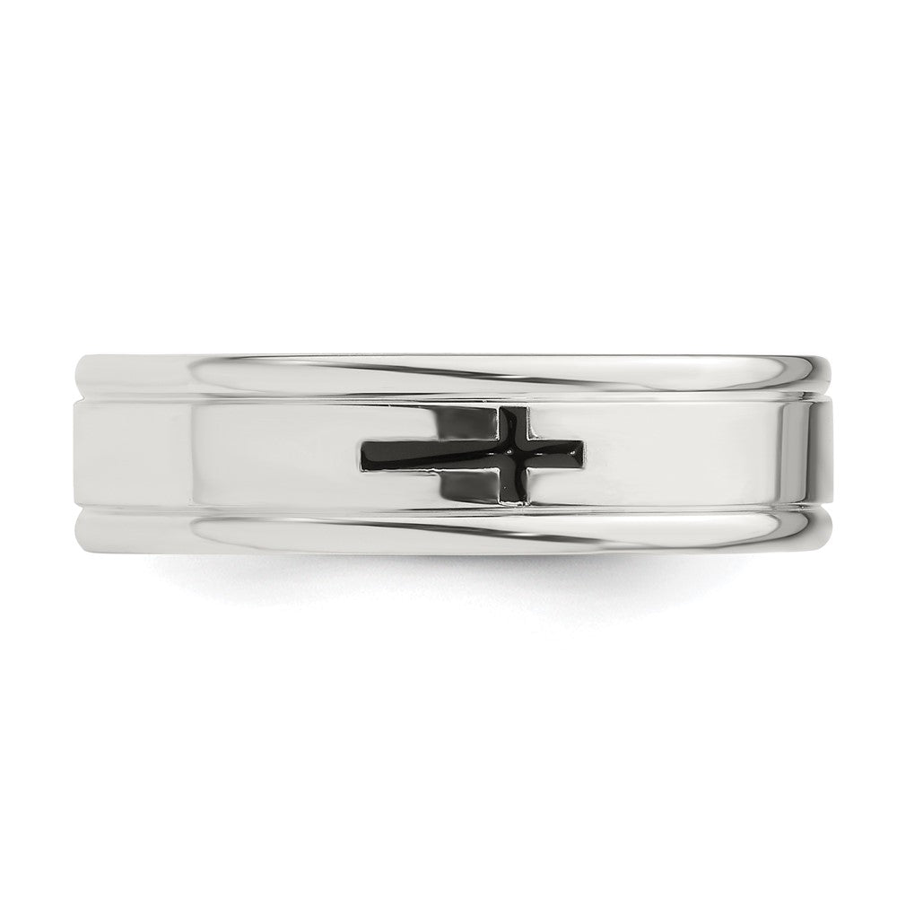 Shop Stylish 6mm Sterling Silver Enamel Cross Band Ring - Size 7, Affordable