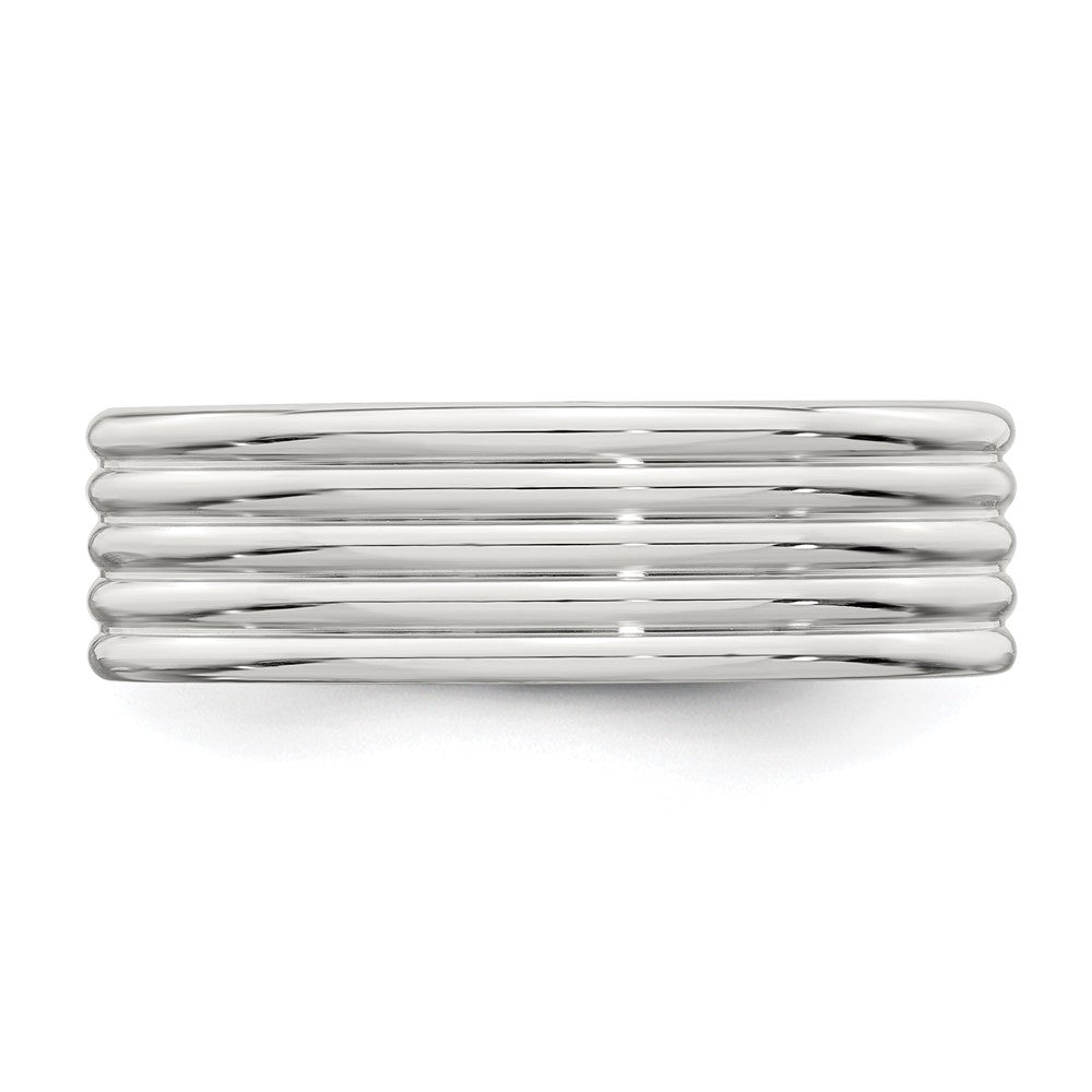 Exclusive 7mm Polished 5-Row Fancy Band in Sterling Silver - Stylish Value!