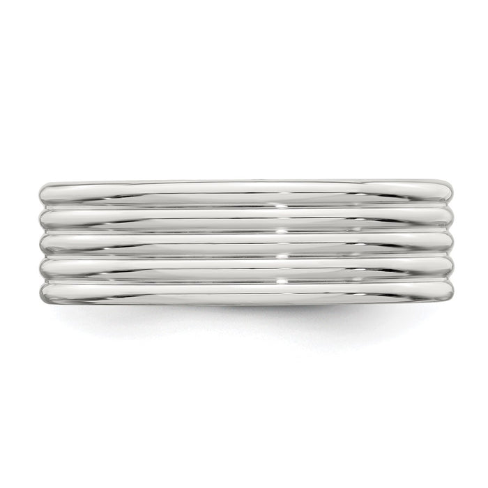 Exclusive 7mm Polished 5-Row Fancy Band in Sterling Silver - Stylish Value!-3