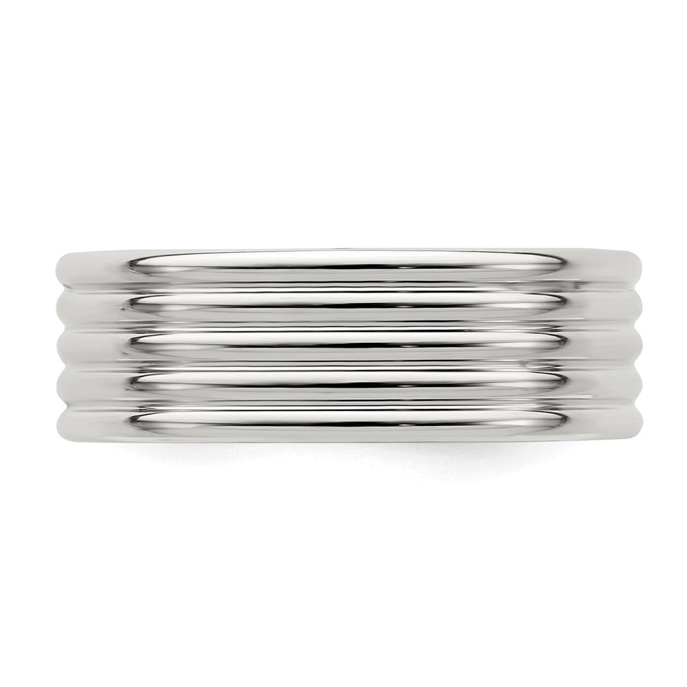 Exclusive 7mm Polished 5-Row Fancy Band in Sterling Silver - Stylish Value!