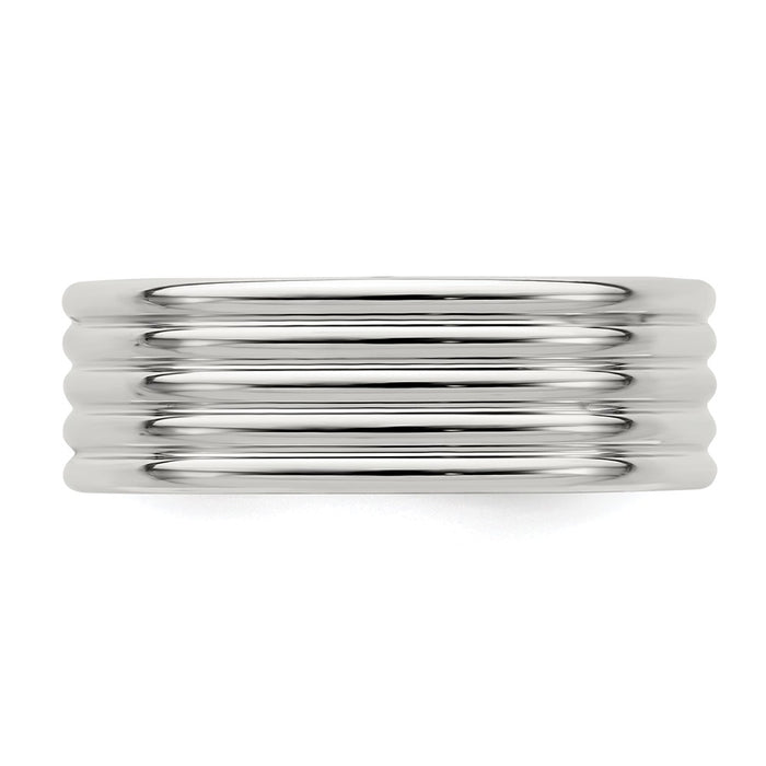 Exclusive 7mm Polished 5-Row Fancy Band in Sterling Silver - Stylish Value!-4