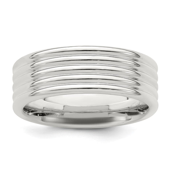 7mm Polished Sterling Silver 5-Row Band Ring