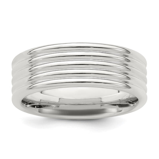 Exclusive 7mm Polished 5-Row Fancy Band in Sterling Silver - Stylish Value!