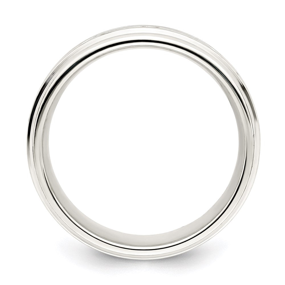 Exclusive 7mm Sterling Silver Beveled Edge Band - Stylish & Affordable Size 11.5