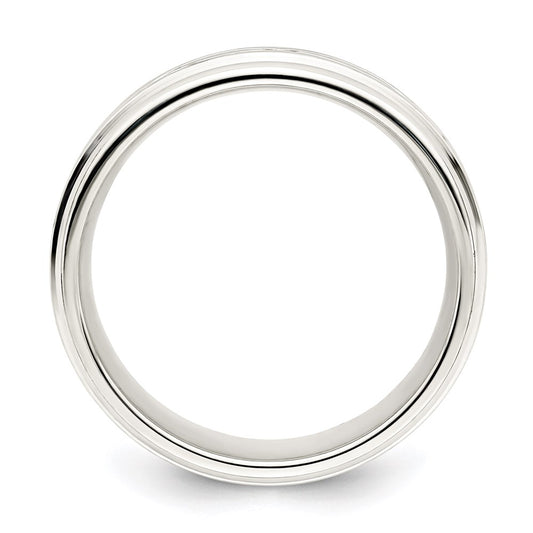 Shop Stylish 7mm Polished Sterling Silver Beveled Edge Fancy Band - Size 7.5