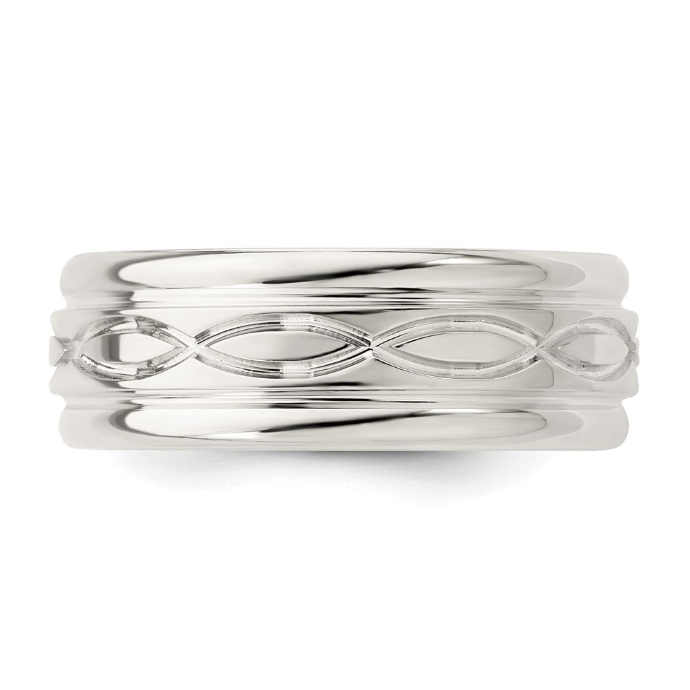 Exclusive 7mm Sterling Silver Beveled Edge Band - Stylish & Affordable Size 11.5