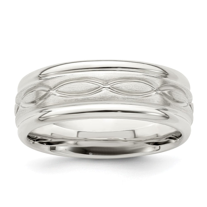 Buy Stylish 7mm Sterling Silver Beveled Edge Band Ring - Size 9 | Affordable Luxury-1