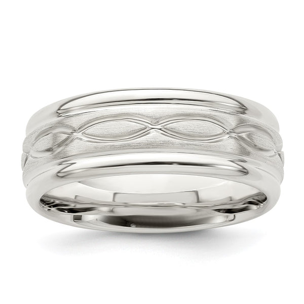 7mm Sterling Silver Beveled Edge Fancy Band