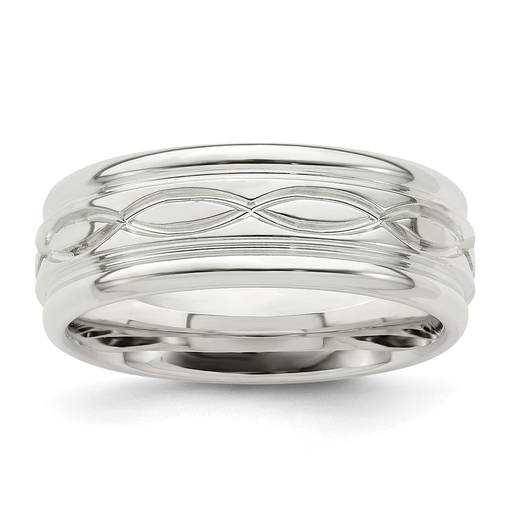 Exclusive 7mm Sterling Silver Beveled Edge Band - Stylish & Affordable Size 11.5