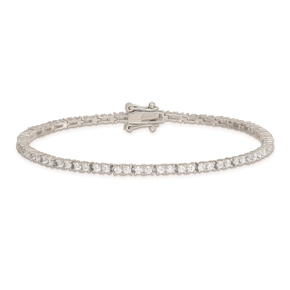 High-Quality Rhodium-Plated Sterling Silver CZ Tennis Bracelet - Stylish Value