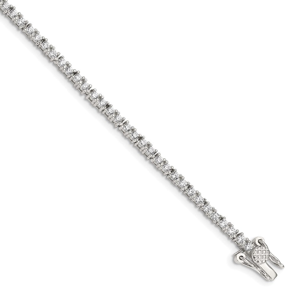 High-Quality Rhodium-Plated Sterling Silver CZ Tennis Bracelet - Stylish Value
