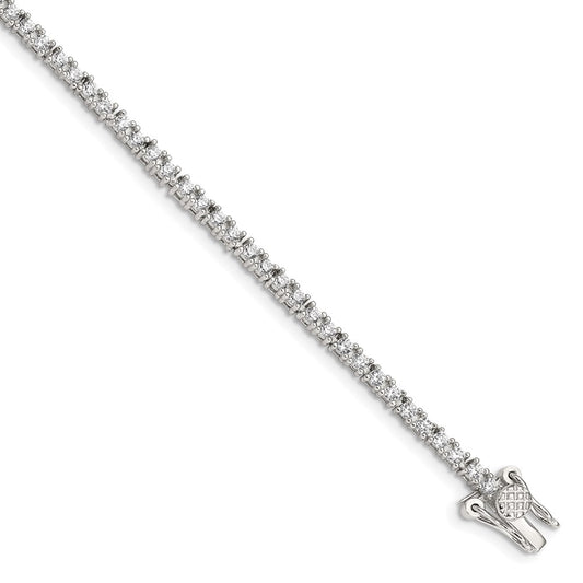 High-Quality Rhodium-Plated Sterling Silver CZ Tennis Bracelet - Stylish Value