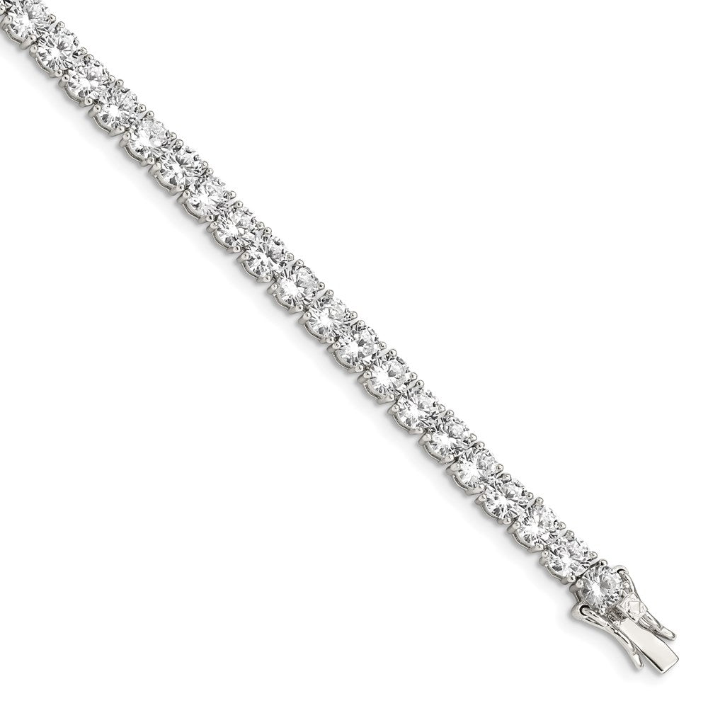 Shop Stylish Rhodium-Plated Sterling Silver CZ Tennis Bracelet - 7.5", Affordable Luxury