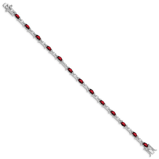 Shop Stylish Rhodium-Plated Sterling Silver Bracelet | Garnet & CZ Accents