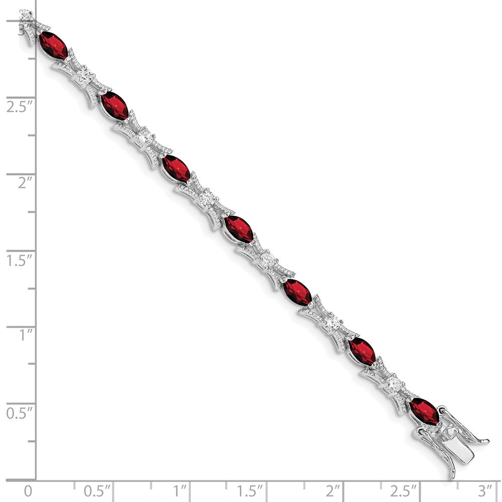 Shop Stylish Rhodium-Plated Sterling Silver Bracelet | Garnet & CZ Accents