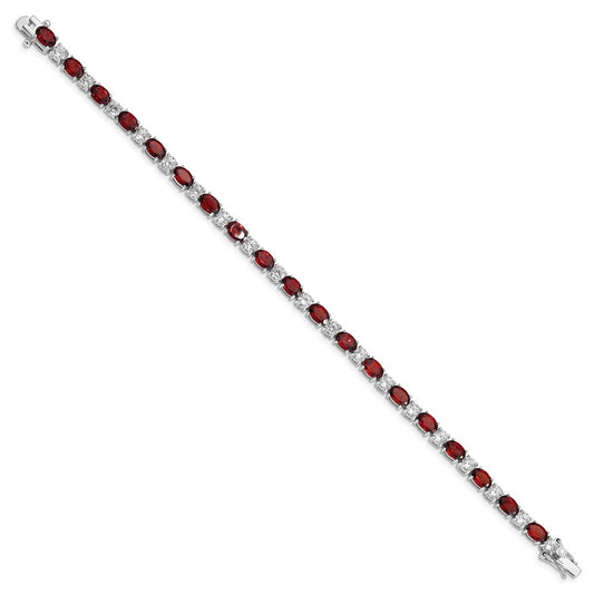 Buy Exclusive Rhodium-Plated Sterling Silver Bracelet with Garnet, Stylish Accents
