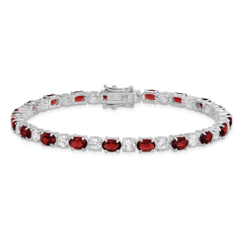 Buy Exclusive Rhodium-Plated Sterling Silver Bracelet with Garnet, Stylish Accents
