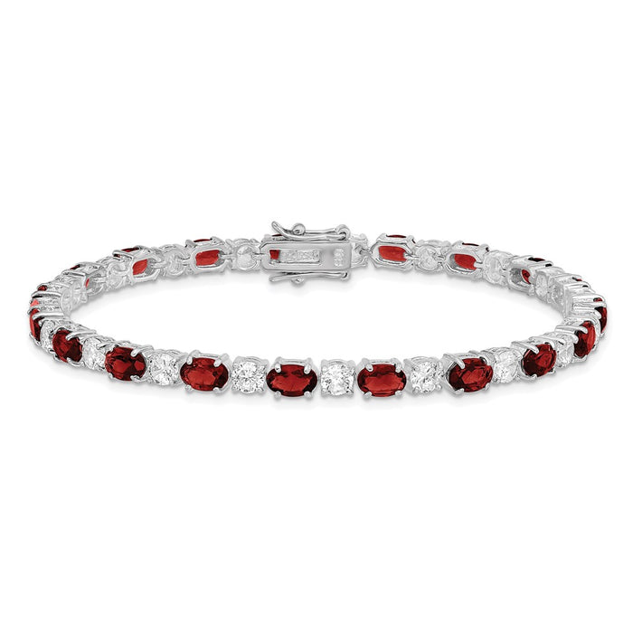 Buy Exclusive Rhodium-Plated Sterling Silver Bracelet with Garnet, Stylish Accents-3