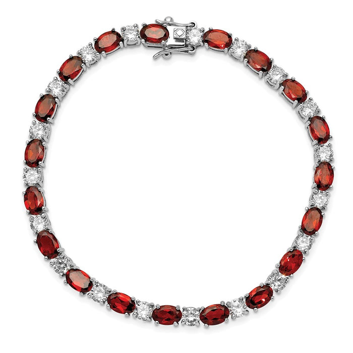 Buy Exclusive Rhodium-Plated Sterling Silver Bracelet with Garnet, Stylish Accents-5
