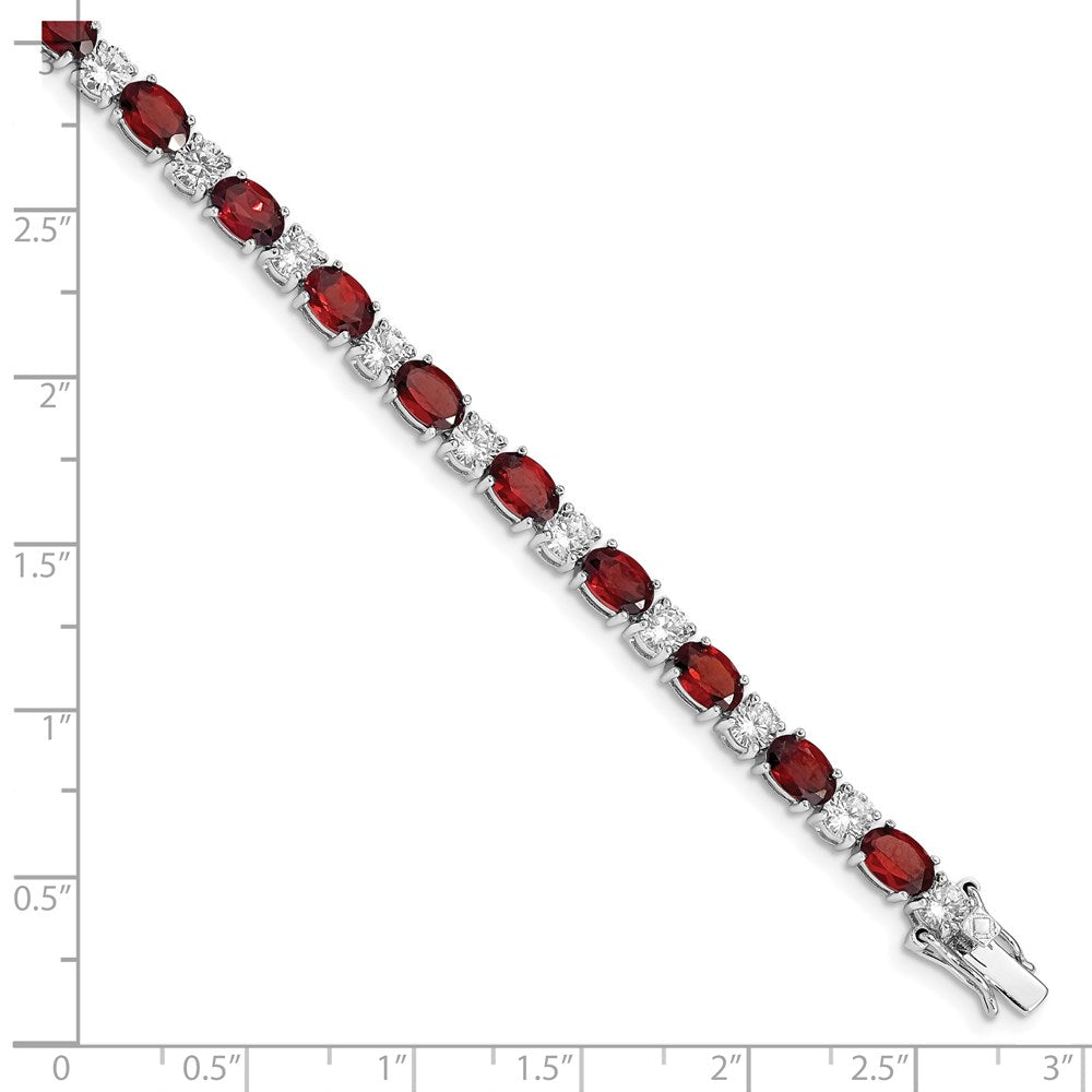 Buy Exclusive Rhodium-Plated Sterling Silver Bracelet with Garnet, Stylish Accents