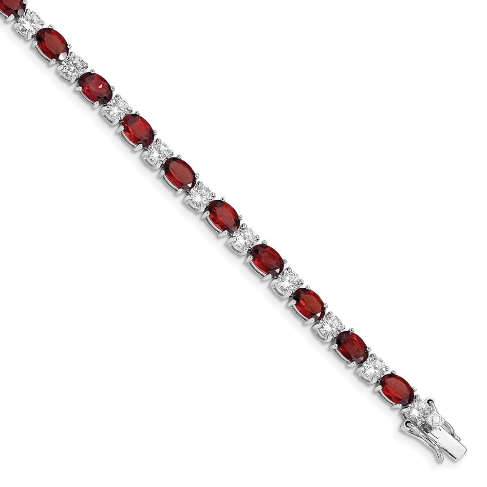 Buy Exclusive Rhodium-Plated Sterling Silver Bracelet with Garnet, Stylish Accents