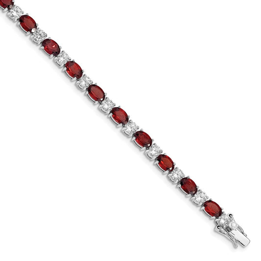 Buy Exclusive Rhodium-Plated Sterling Silver Bracelet with Garnet, Stylish Accents