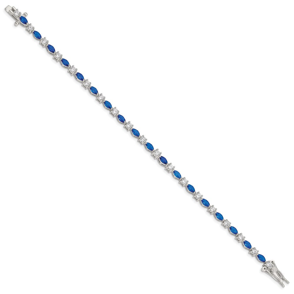 Designer Rhodium-Plated Sterling Silver Bracelet with Cubic Zirconia - Stylish Value!