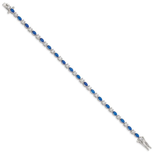 Designer Rhodium-Plated Sterling Silver Bracelet with Cubic Zirconia - Stylish Value!