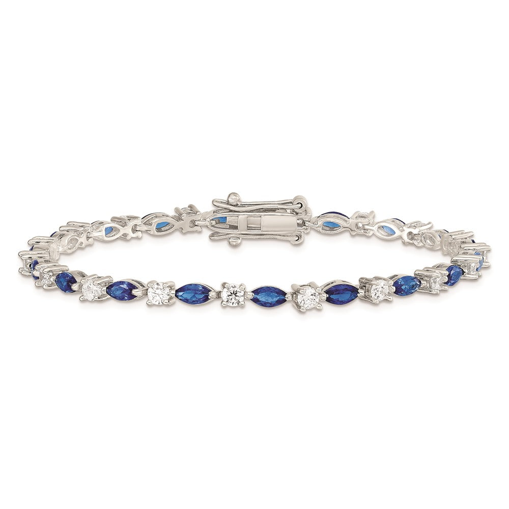 Designer Rhodium-Plated Sterling Silver Bracelet with Cubic Zirconia - Stylish Value!