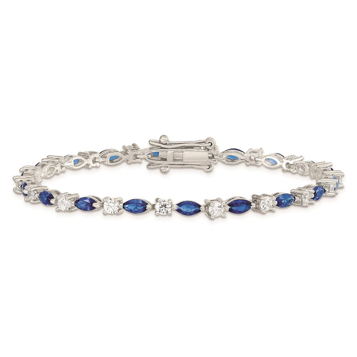 Designer Rhodium-Plated Sterling Silver Bracelet with Cubic Zirconia - Stylish Value!-3