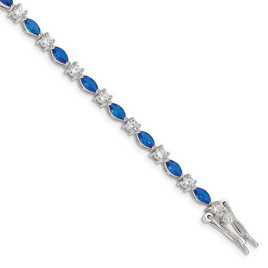 Designer Rhodium-Plated Sterling Silver Bracelet with Cubic Zirconia - Stylish Value!