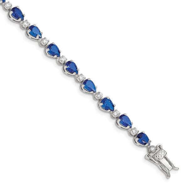 Rhodium-Plated Sterling Silver Bracelet - Cubic Zirconia