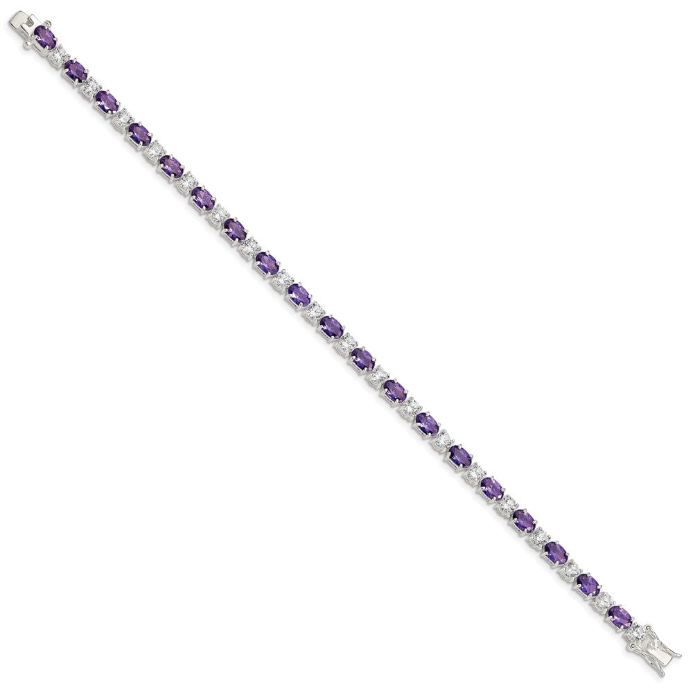 Buy Exclusive Rhodium-Plated Sterling Silver Bracelet with CZ Stones - Stylish Value!