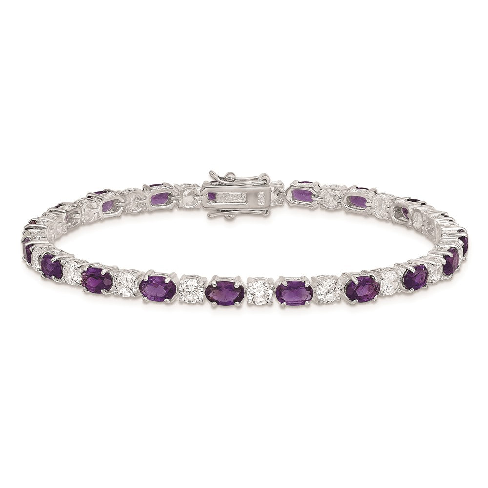 Buy Exclusive Rhodium-Plated Sterling Silver Bracelet with CZ Stones - Stylish Value!