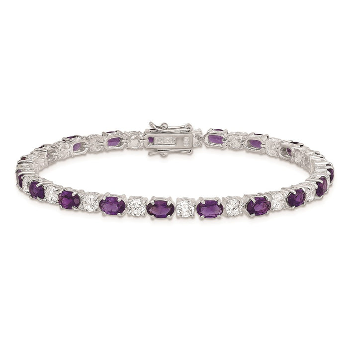 Buy Exclusive Rhodium-Plated Sterling Silver Bracelet with CZ Stones - Stylish Value!-3