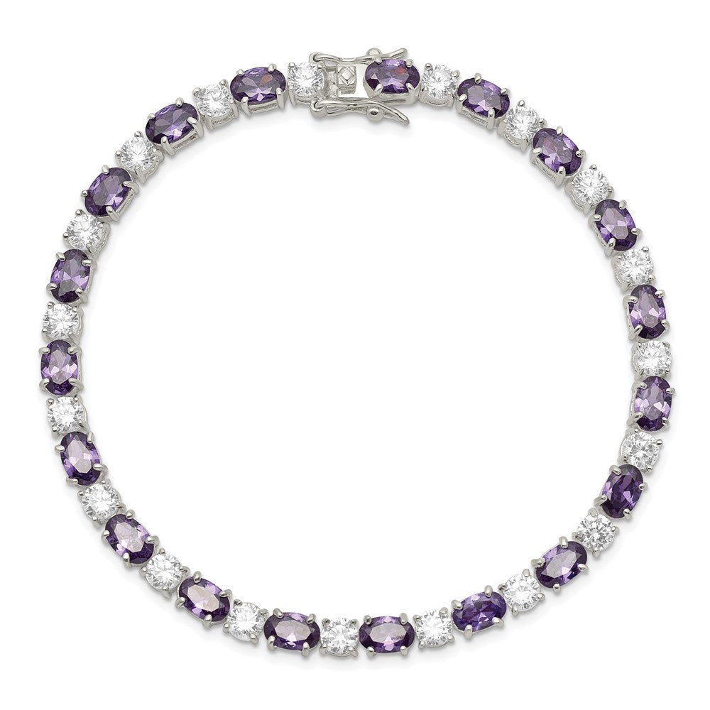 Buy Exclusive Rhodium-Plated Sterling Silver Bracelet with CZ Stones - Stylish Value!
