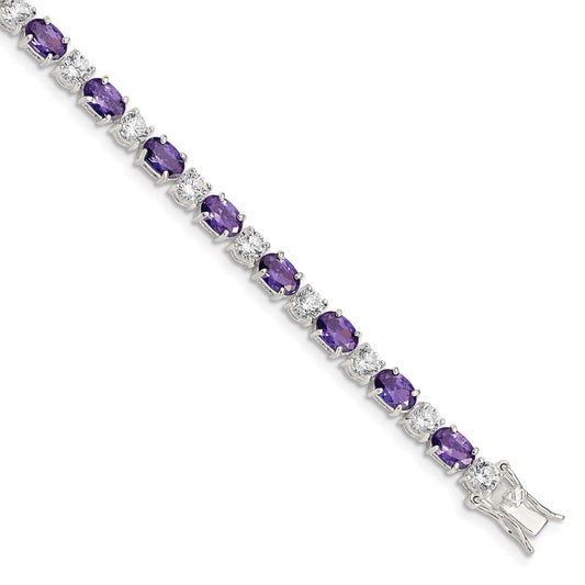 Buy Exclusive Rhodium-Plated Sterling Silver Bracelet with CZ Stones - Stylish Value!